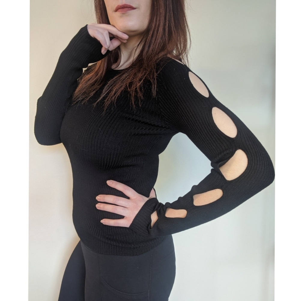 NWOT Black Cut Out Sleeve Shirt by H&M
